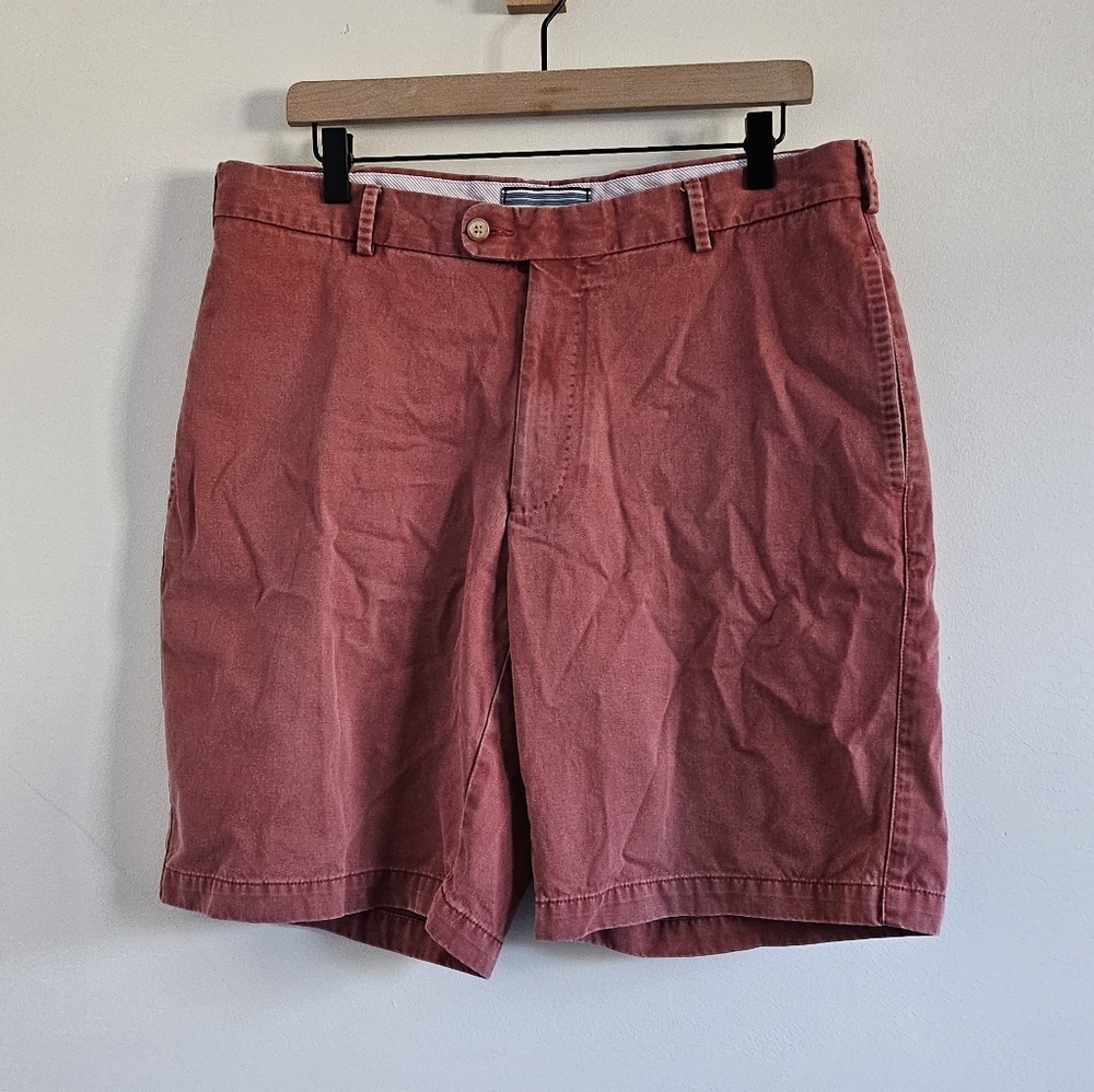 Peter Millar Salmon Red Chino Shorts Sz 35 Pima Cotton Classic Fit Made in Peru - Picture 3 of 10